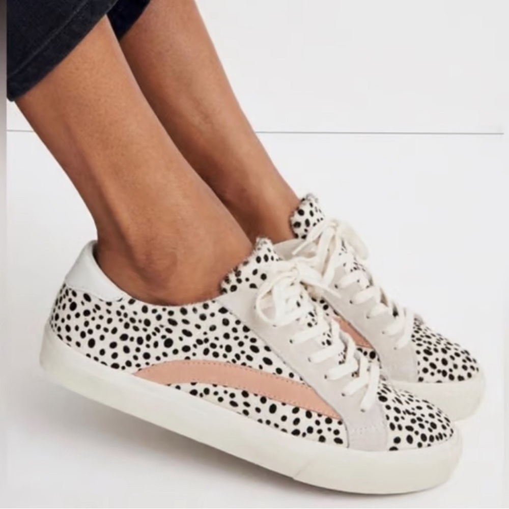 MADEWELL Sidewalk Low Top Sneaker In Vintage Linen Multi Calf Hair Size 6